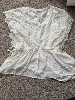 Maurices White Eyelet Peplum Blouse
